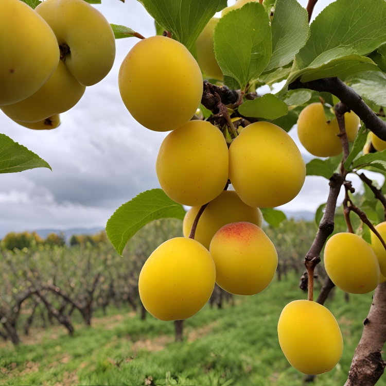 a teraz zrób mi zdjęcie śliwek żółtych bardzo słodkich i dojrzałych na drzewie w pochmurny dzień  (1).jpg