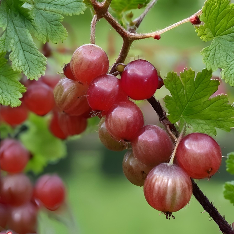 owoce czerwonego agrestu bez kolcowego na krzaczku (2).jpg